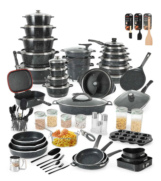 Complete 134-Piece Nonstick Cookware Set with Storage - Perfect Gift for Cooking Enthusiasts