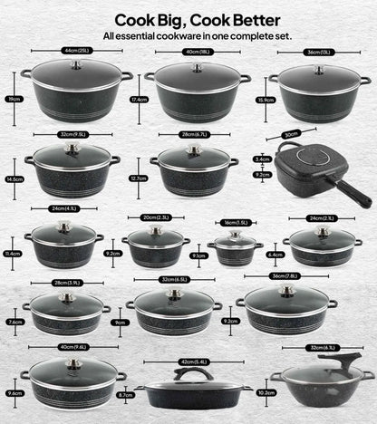 Complete 134-Piece Nonstick Cookware Set with Storage - Perfect Gift for Cooking Enthusiasts
